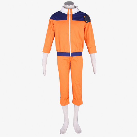 Anime Nine-Tailed Fox Spirit Power Ninja Childhood Orange Cosplay Outfit Costume for Men Kids