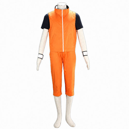 Anime Movie Four-Leaf Clover Nine-Tailed Fox Spirit Power Ninja Cosplay Orange Outfit Costume for Men Kids