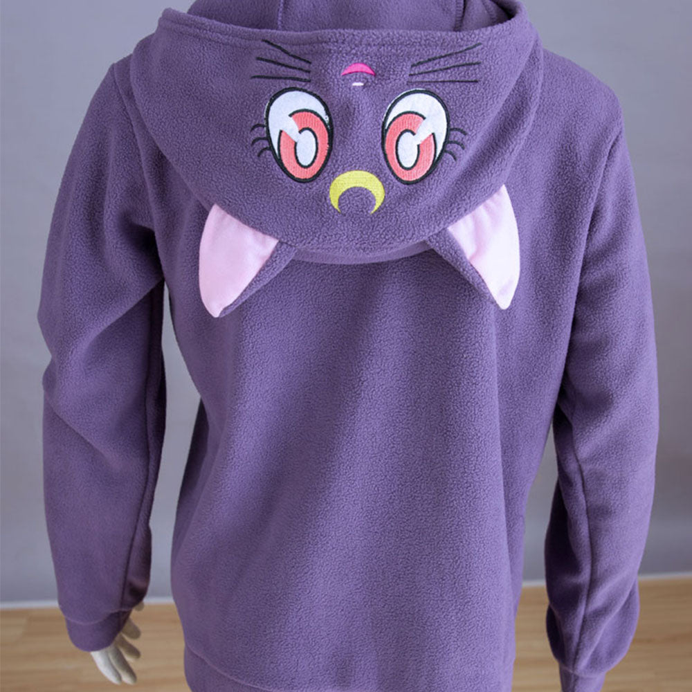 Women and Kids Sailor Moon Costume The Black Cat Luna Cosplay Hoodie