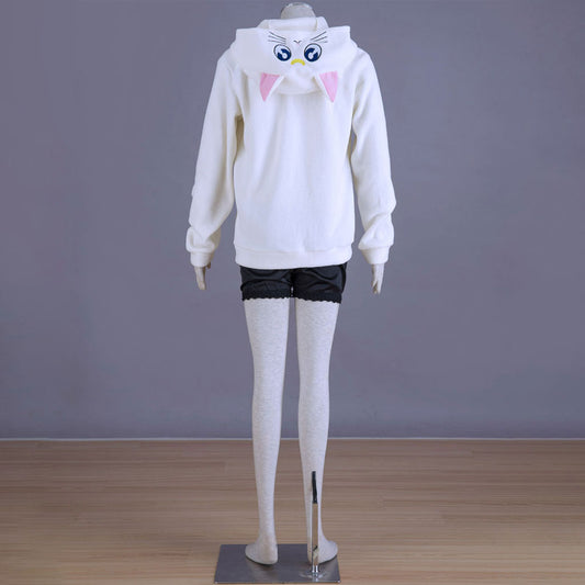 Women and Kids Sailor Moon Costume The White Cat Artemis Cosplay Hoodie