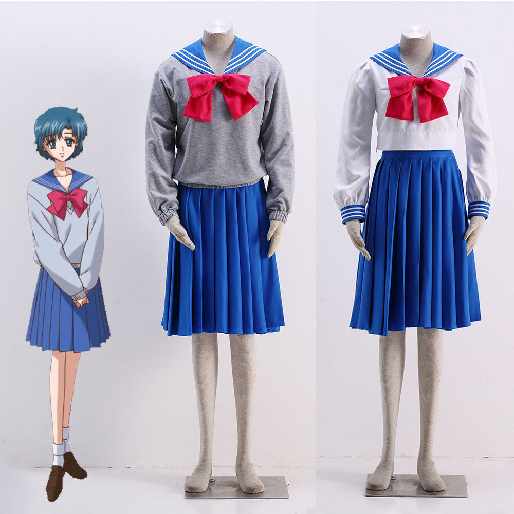 Women and Kids Sailor Moon Costume Sailor Mercury Mizuno Ami School Uniform Cosplay