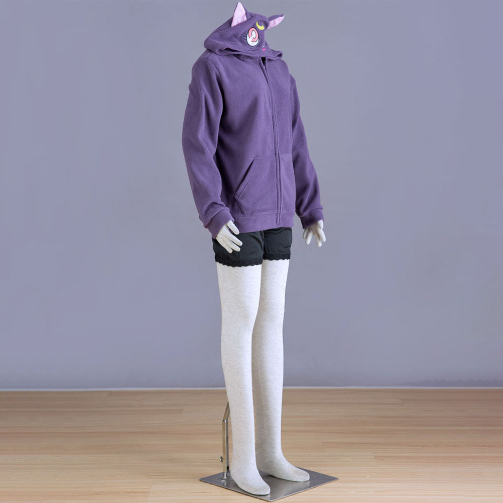 Women and Kids Sailor Moon Costume The Black Cat Luna Cosplay Hoodie