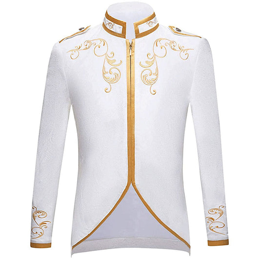 Halloween Costume Jacket Middle Age Prince Golden Edge Stand Collar Unifrom Cosplay for Men