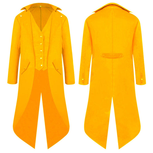 Halloween Costume Coat Middle Age Steampunk Vintage Unifrom Cosplay for Men and Kids