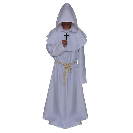 Halloween Costume Cloak Middle Age Monk Wizard Priest Cosplay Long Robe Unisex