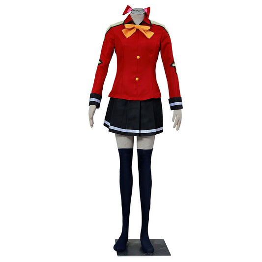 Fairy Tail Costume Wendy Marvell Red Uniform Cosplay Set for Women and Kids