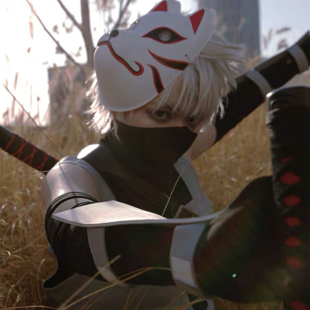 Naruto Costume Hatake Kakashi Anbu Cosplay full Outfit with Mask for Men and Kids