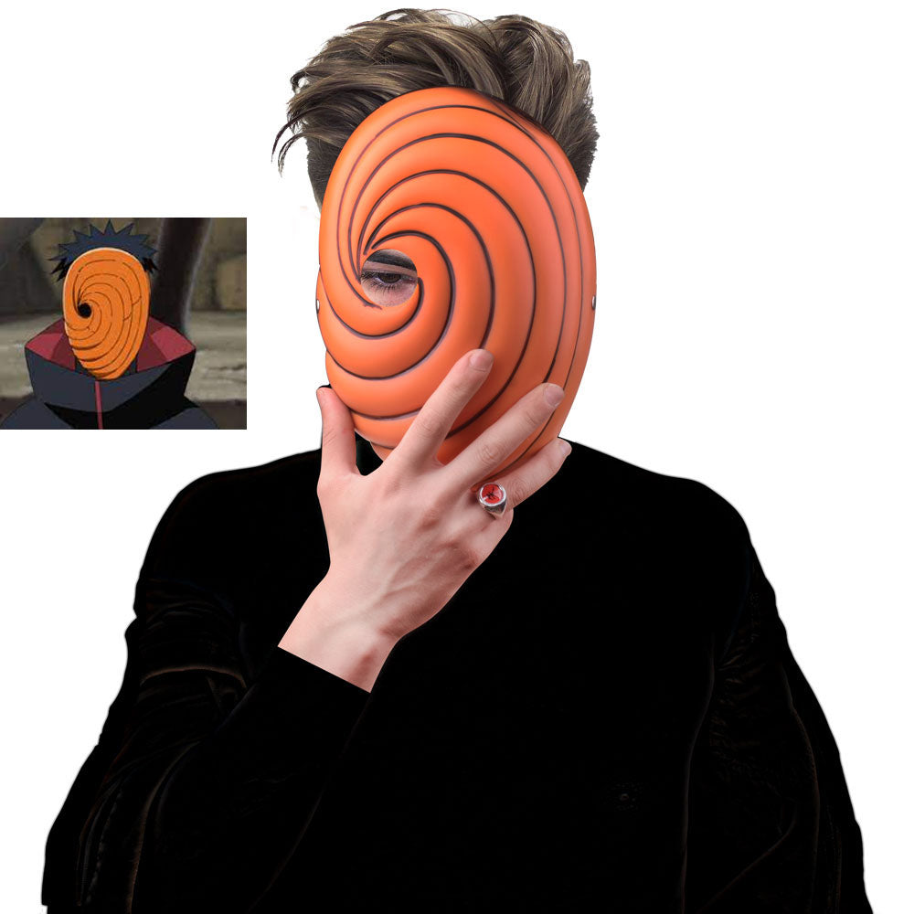 Men and Kids Naruto Shippuden Costume Akatsuki Obito Tobi Cosplay Embroidered Cloak with Mask