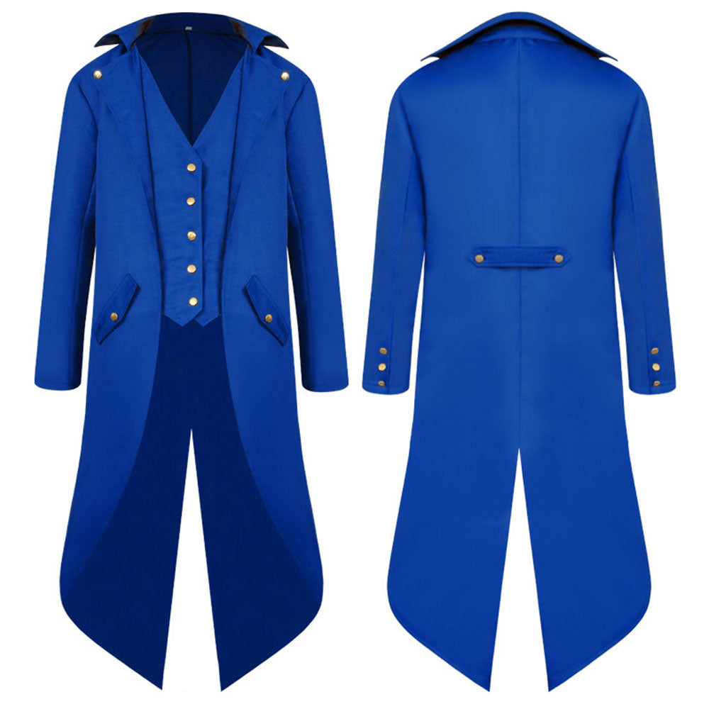 Halloween Costume Coat Middle Age Steampunk Vintage Unifrom Cosplay for Men and Kids
