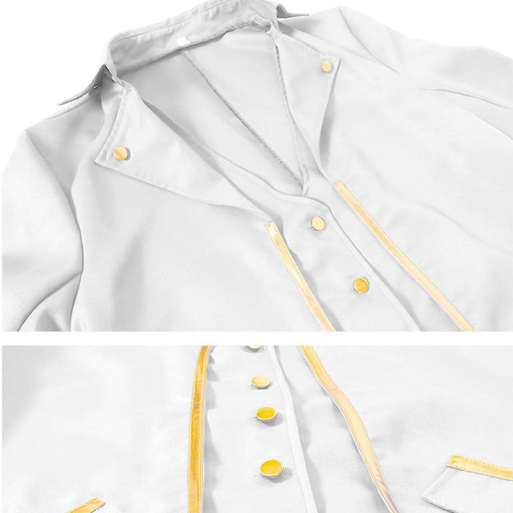 Halloween Costume Coat Middle Age Steampunk Silver Edge Vintage Unifrom Cosplay for Men