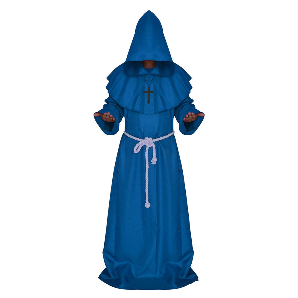 Halloween Costume Cloak Middle Age Monk Wizard Priest Cosplay Long Robe Unisex