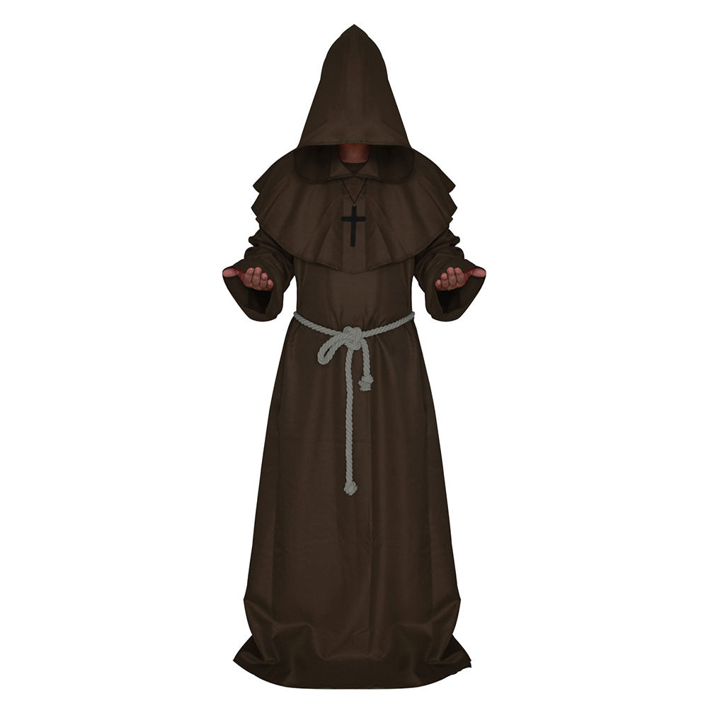 Halloween Costume Cloak Middle Age Monk Wizard Priest Cosplay Long Robe Unisex