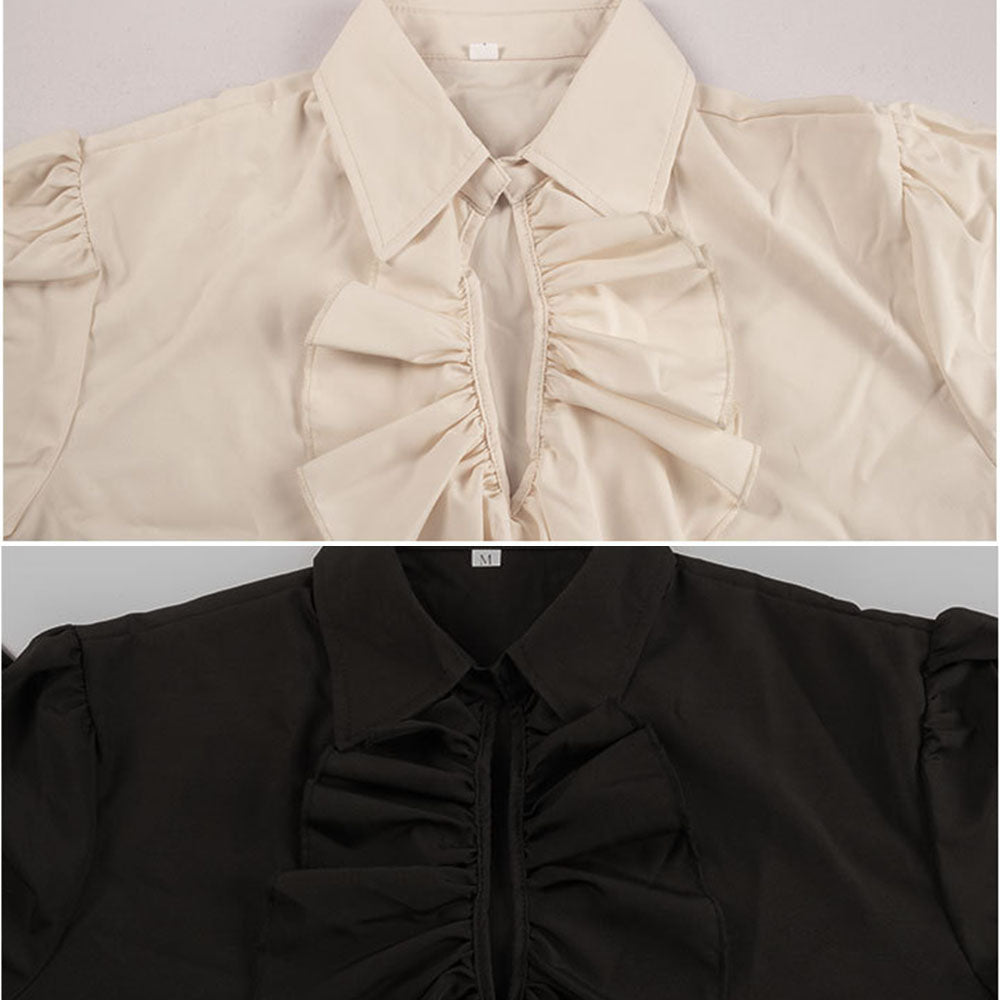 Halloween Costume Shirt Renaissance Victoria Steampunk Vintage Ruffles Shirt for Women