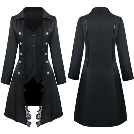 Halloween Costume Coat Middle Age Lace Lace Three-breasted Vintage Unifrom Cosplay for Women