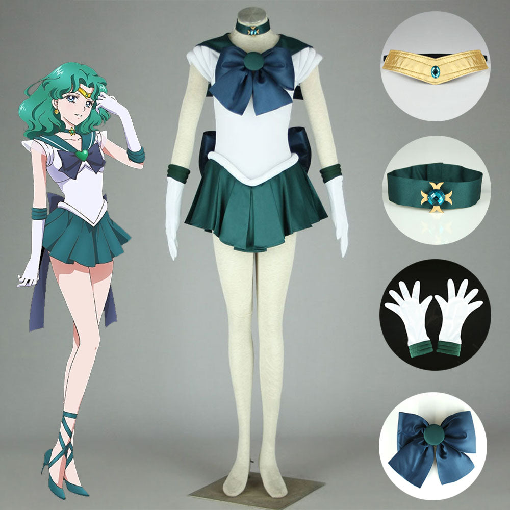 Women and Kids Sailor Moon Costume Sailor Neptune Kaiou Michiru Cosplay with Accessories