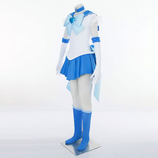 Women and Kids Sailor Moon Super S Costume Sailor Mercury Mizuno Ami Cosplay with Accessories