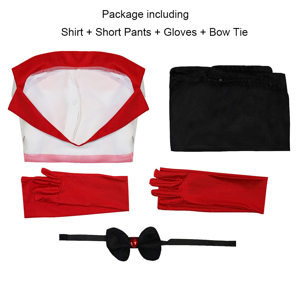 Hazbin Hotel Costume Angel Dust Cosplay full Set Pink Stripe Dress with Accessories
