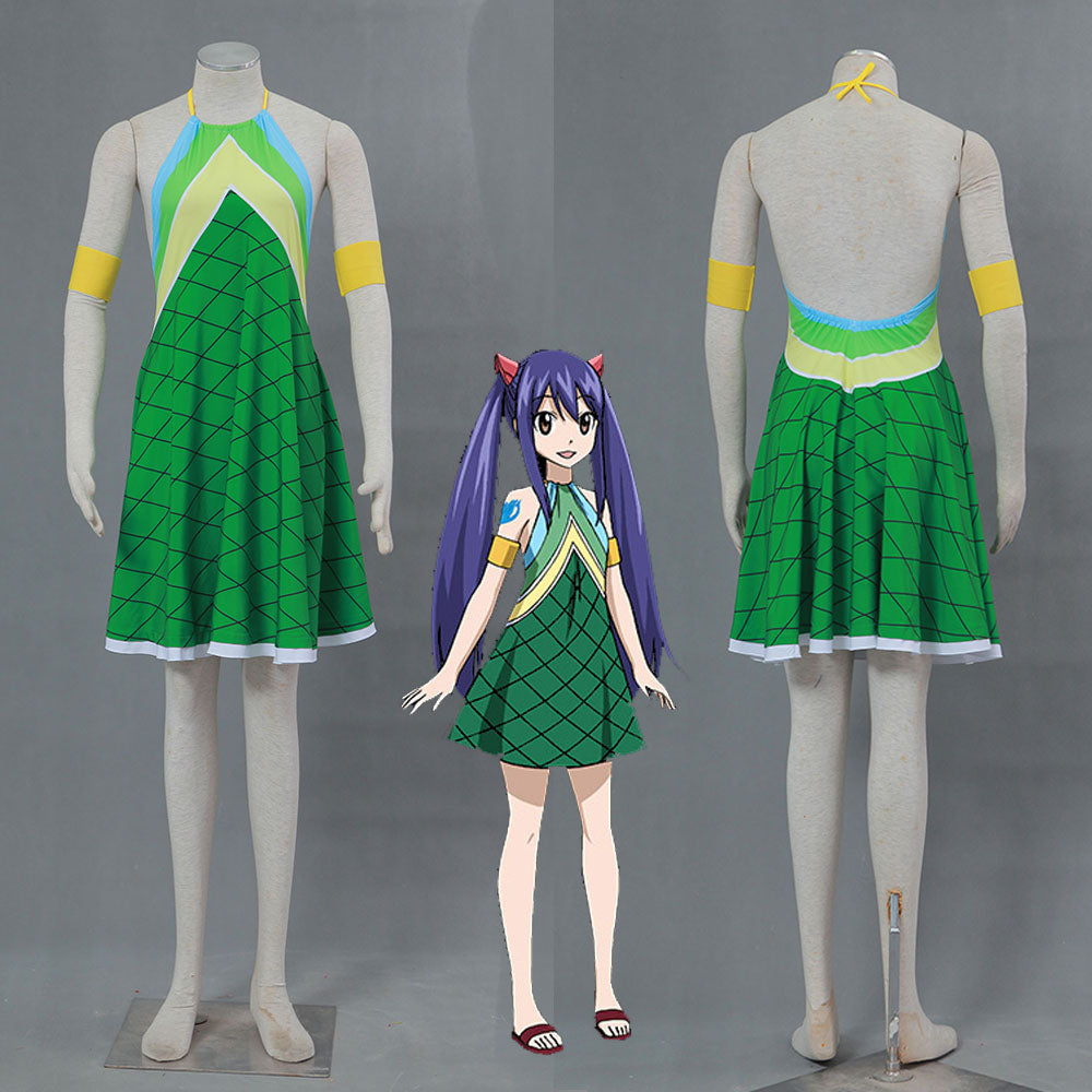 Fairy Tail Costume Tenrou Island Arc Wendy Marvell Green Cosplay Dress pro-costumes Fairy Tail Costume Tenrou Island Arc Wendy Marvell Green Cosplay Dress pro-costumes