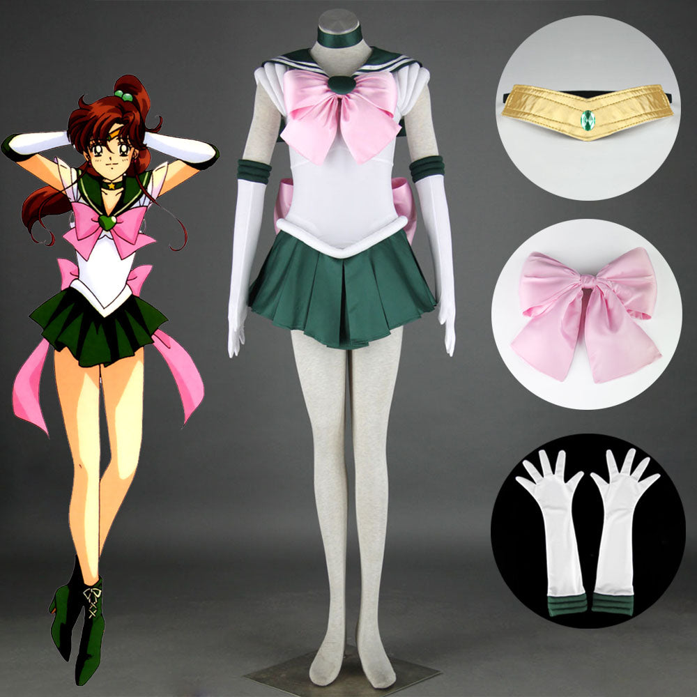 Women and Kids Sailor Moon Costume Sailor Jupiter Kino Makoto Cosplay with Accessories