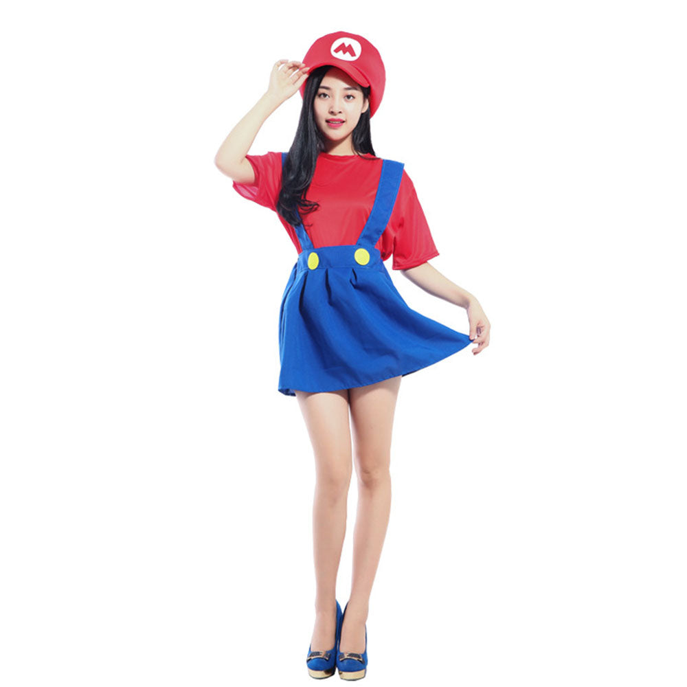 Super Mario Costume Super Mario Cosplay Overalls full outfit with Accessories for Adults and Kids