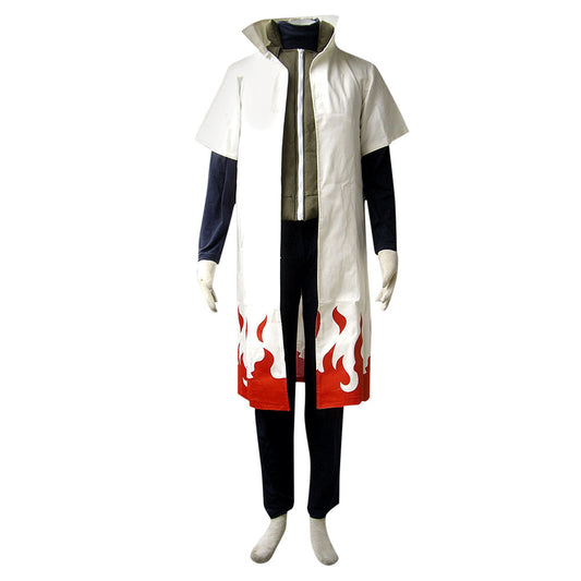 Men and Kids Naruto Costume 4th Hokage Namikaze Minato Cosplay Cloak with Blue Headband