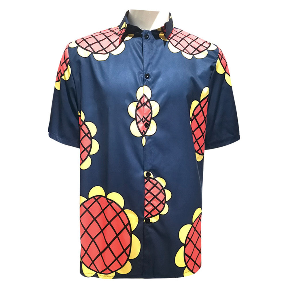 One Piece Costume Luffy Cosplay Shirt Sun Flower Printed Navy Shirt for Men