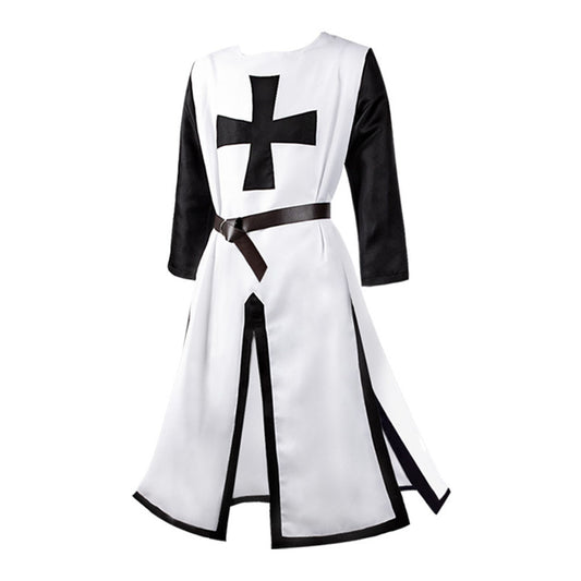 Halloween Costume Coat Middle Age Cross Cosplay Long Coat with Belt for Men