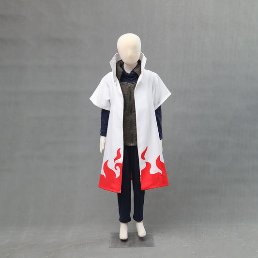 Naruto Costume 4th Hokage Namikaze Minato Cosplay Cloak with Blue Headband for Men and Kids