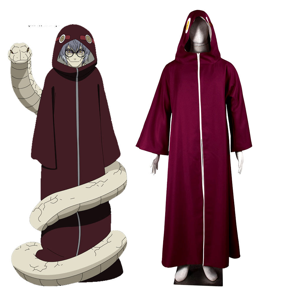Naruto Shippuden Costume Yakushi Kabuto Cloak Cosplay Snake Robe for Men and Kids
