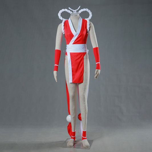 King of Fighters Costume Mai Shiranui Red Suit Cosplay full Outfit for Women and Kids