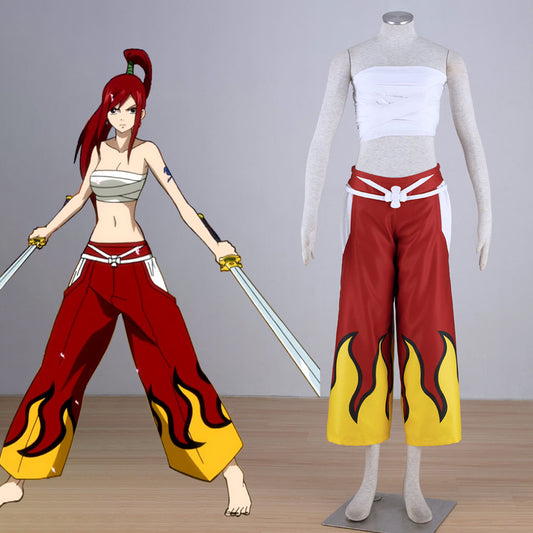 Fairy Tail Costume Erza Scarlet Crimson Mage Cosplay Full Outfit for Women and Kids