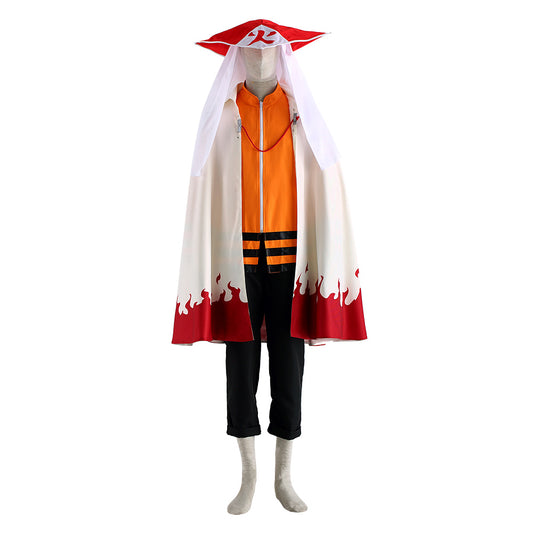 Anime Naruto Costume Uzumaki Naruto 7th Hokage Outfit with Hokage Hat for Men Kids Halloween