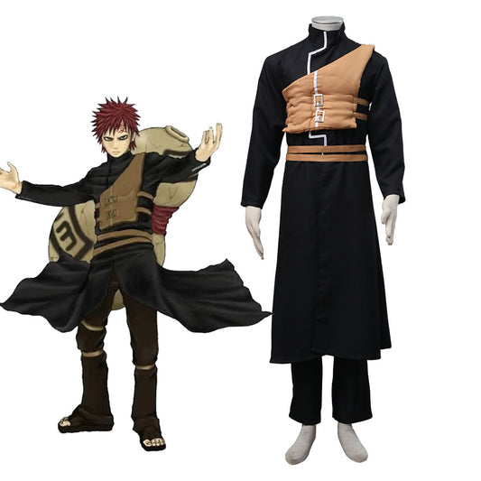 Anime Naruto Costume Gaara Cosplay Black Outfit Costume for Men Kids