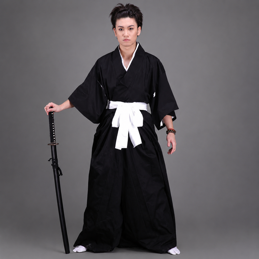 Anime Death God Cosplay Black Hakama Samurai Uniform Outfit Costume for Men Kids