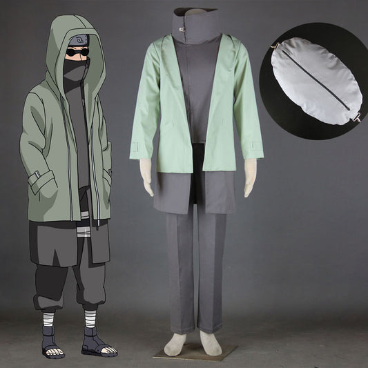 Anime Naruto Costume Shino Aburame Cosplay Costume Outfit with Bag for Men Kids