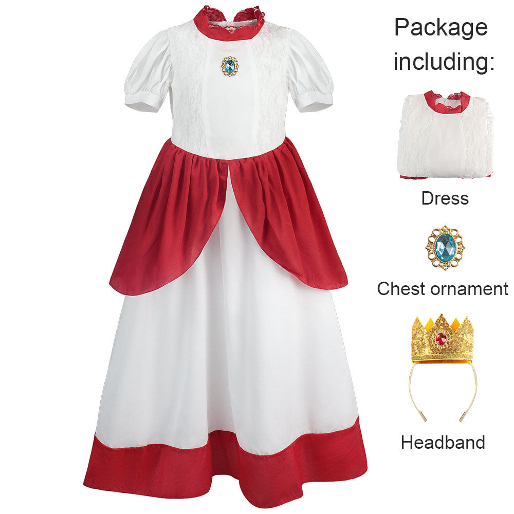 The Super Mario Bros. Movie Princess Peach Cosplay Dress for Women and Kids