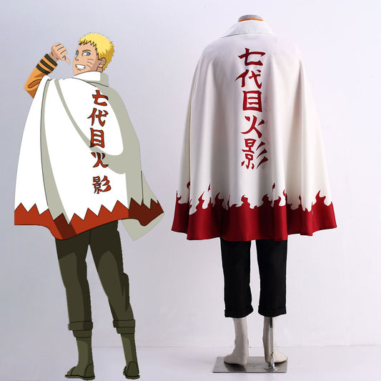 Anime Naruto Costume Uzumaki Naruto 7th Hokage Cosplay White Cloak for Men Kids