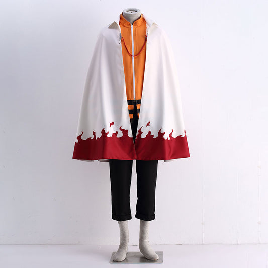 Anime Naruto Costume Uzumaki Naruto 7th Hokage Cosplay White Cloak for Men Kids