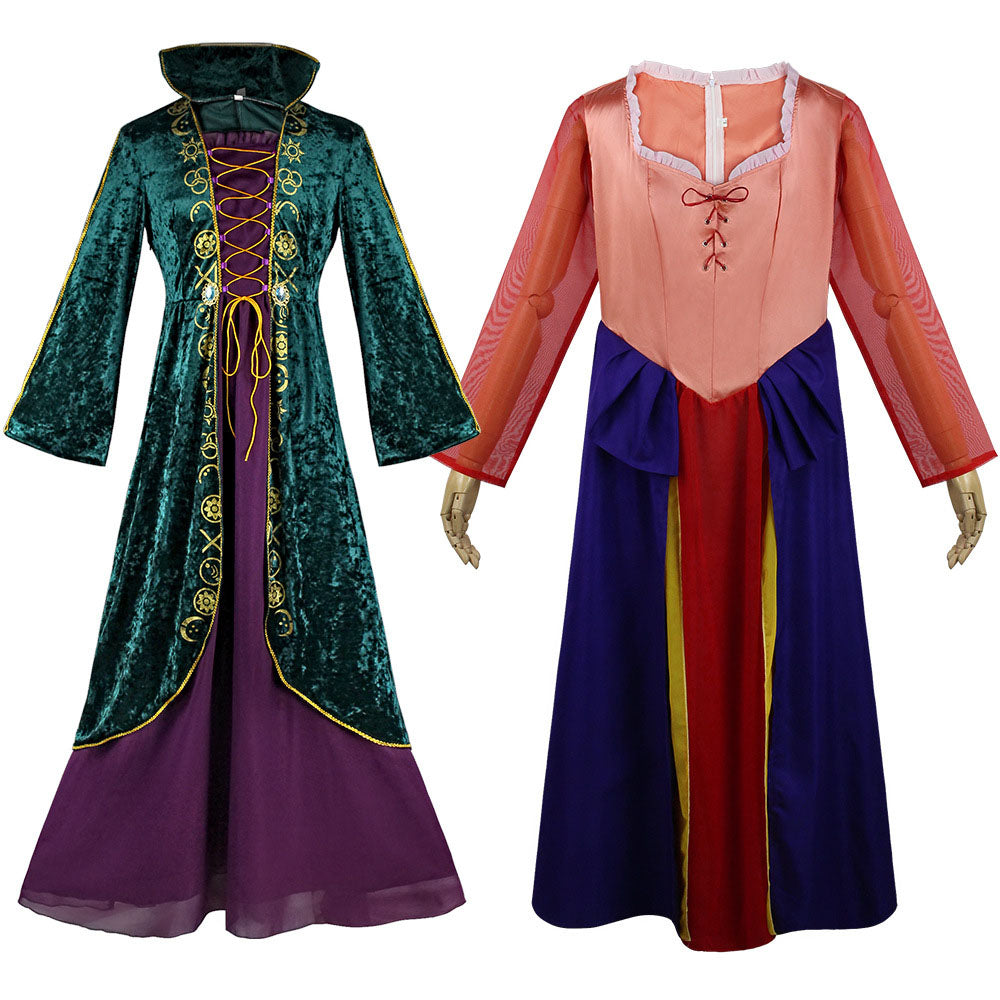 Hocus Pocus 2 Costumes Witch Winifred and Sarah Cosplay Dresses for Women and Kids