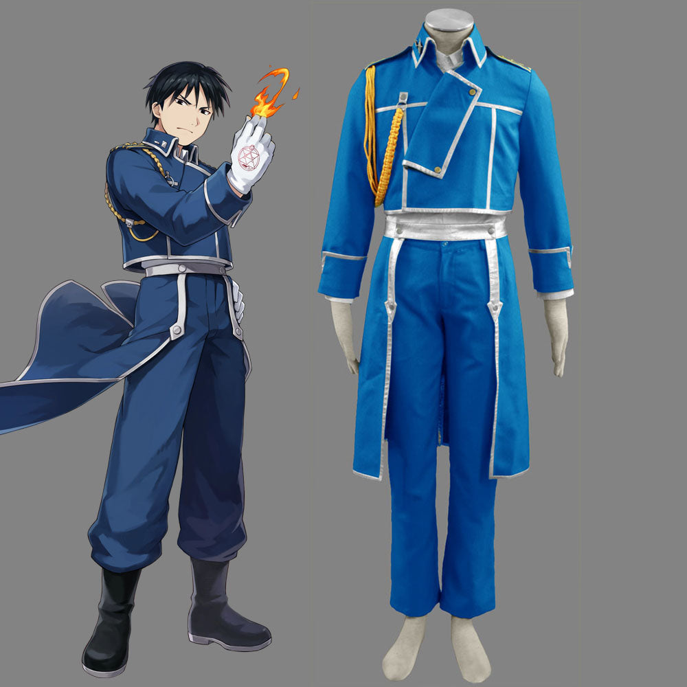 Fullmetal Alchemist FMA Costume Colonel Roy Mustang Cosplay Uniform full Outfit for Men and Kids