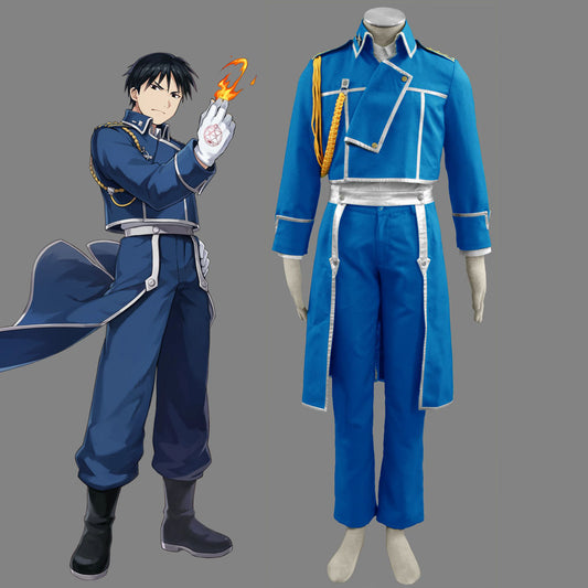 Fullmetal Alchemist FMA Costume Colonel Roy Mustang Cosplay Uniform full Outfit for Men and Kids