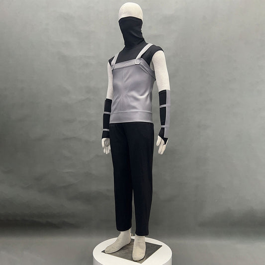Anime Masked Copy Ninja Black Ops Style Cosplay Mask Shirt Gray full Outfits for Men Kids