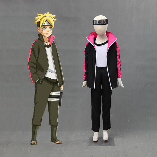 Men and Kids Anime Naruto Costume Boruto Cosplay full Outfit Costume with Bag