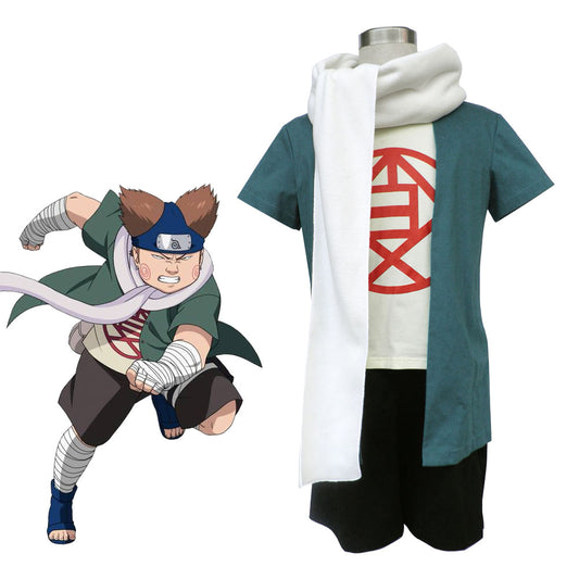 Anime Naruto Choji Akimichi Childhood Green Cosplay Outfit Costume for Men Kids