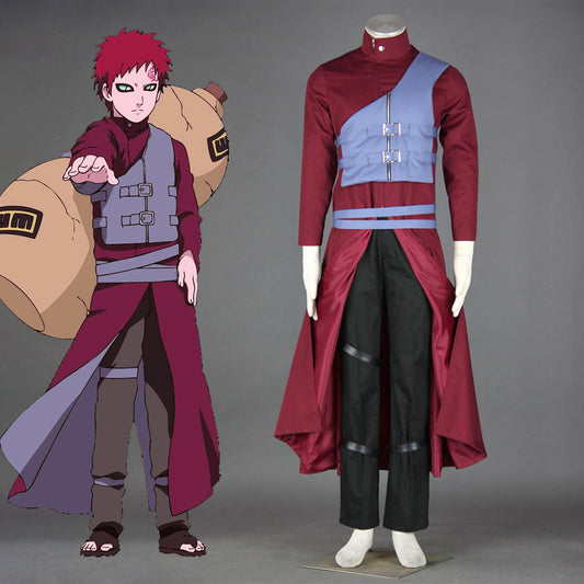 Anime Naruto Costume Gaara Cosplay Costume Outfit for Men Kids Halloween