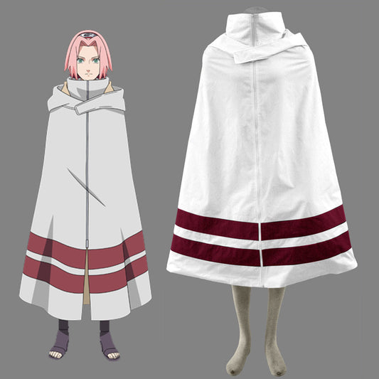 Anime Naruto Costume Leaf Village Naruto Sakura Cosplay White Cloak for Adults Kids