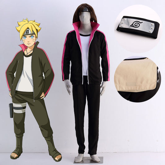 Anime Naruto Costume Boruto Cosplay Costume Outfit with Bag for Men Kids