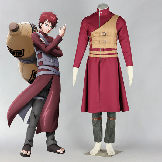 Anime Naruto Costume Gaara Cosplay Red Outfit Costume for Men Kids