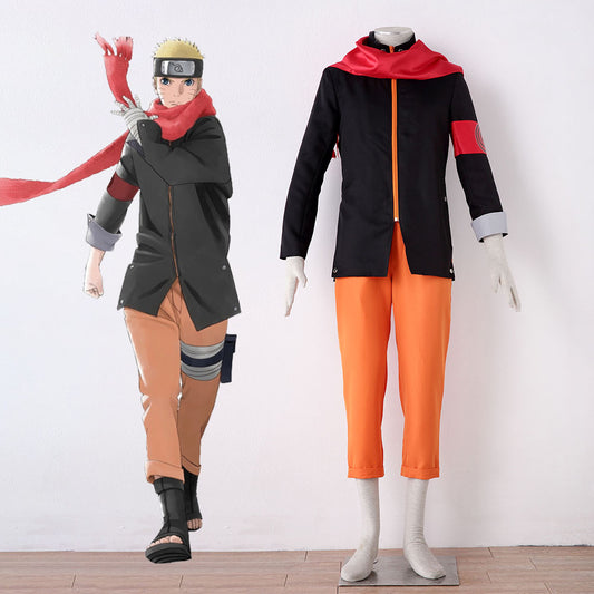 Anime Movie Naruto The Last Costume Naruto Cosplay Costume with Scarf for Men Kids