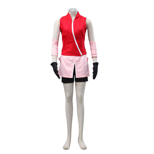 Anime Naruto Costume Haruno Sakura Teen Cosplay Costume Outfit for Women Kids
